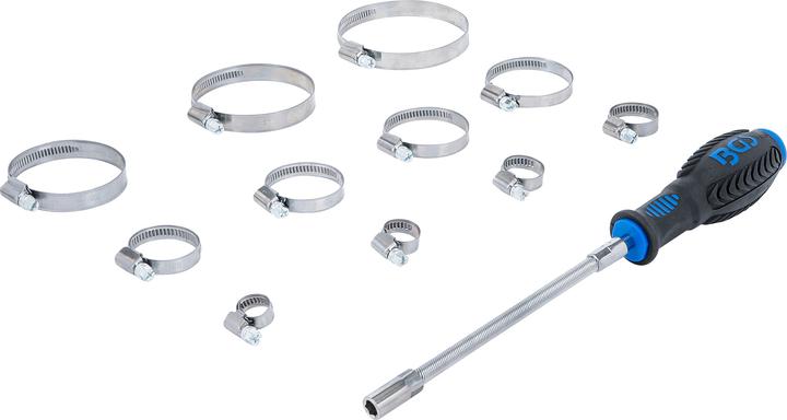 Actual product image BGS Hose Clamp Set | Stainless | on Display Board | 111 pcs. (Hose clamp)