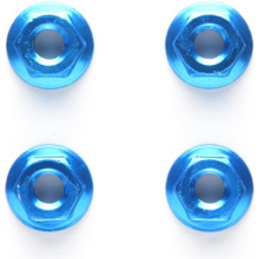 Tamiya 4mm ALU Serrated Nut (4) blue (TAM 42143)