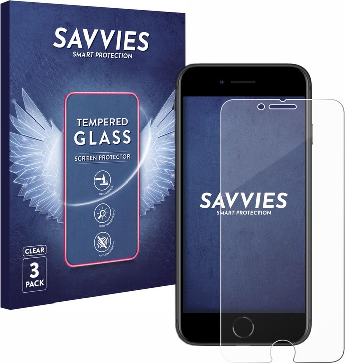 Actual product image Savvies Tempered Glass (3 Piece, Apple iPhone SE (2nd Gen))