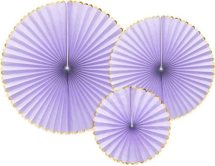 Actual product image Partydeco Fan decorations in purple and gold (3 pcs.)