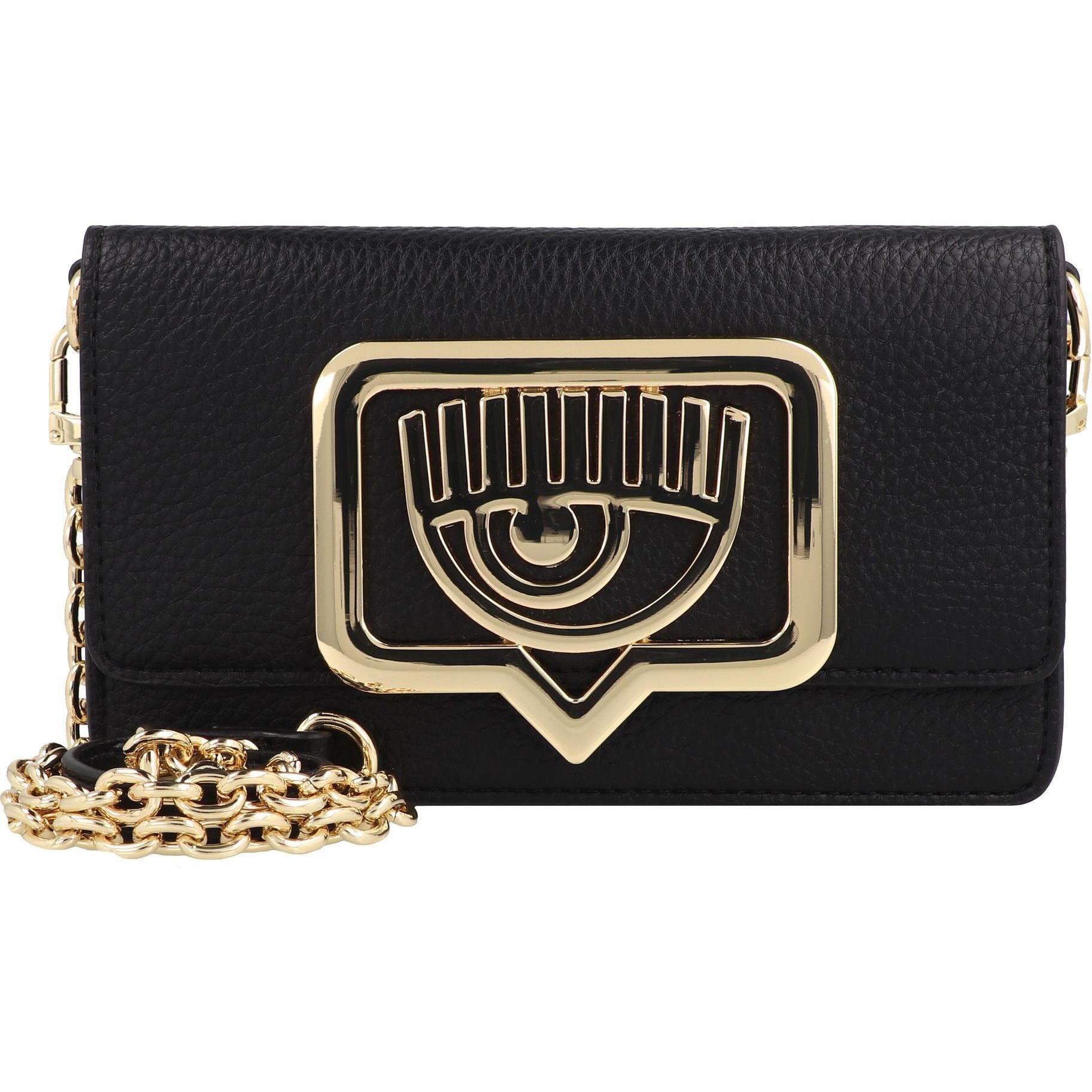Chiara Ferragni, Damen, Portemonnaie, Eyelike buckle Clutch Geldbörse 19.5 cm, Schwarz