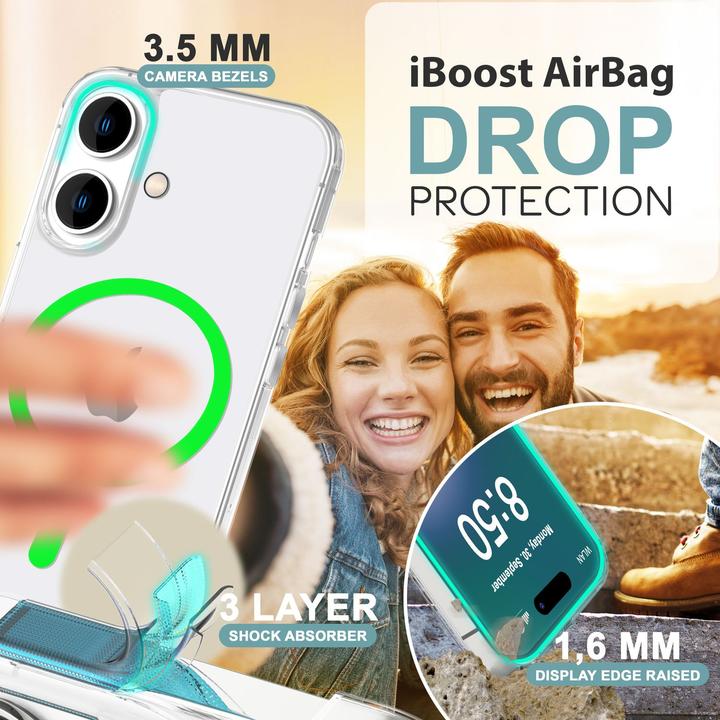 Immagine prodotto Nalia Custodia rigida trasparente, l'anello MagSafe si illumina al buio (Apple iPhone 16)