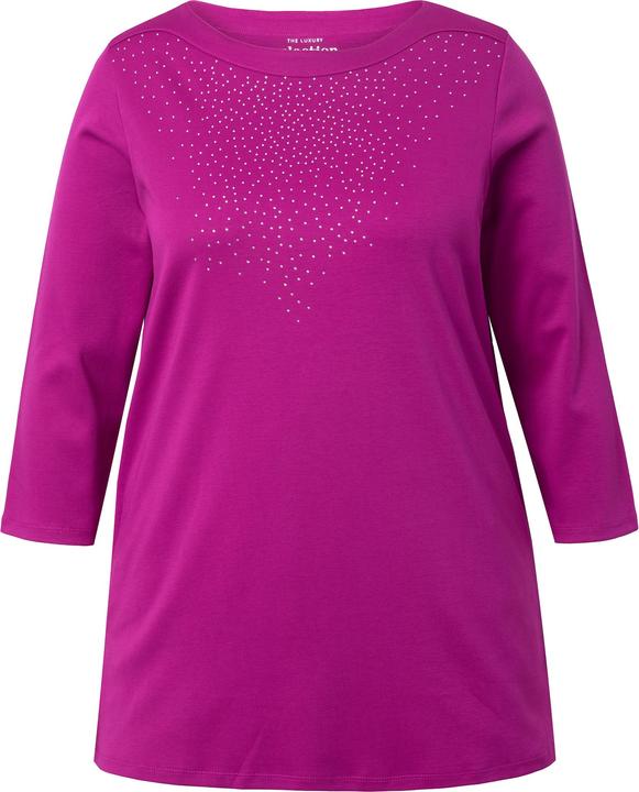 Produktbild Ulla Popken Shirt, Ziersteine, U-Boot-Ausschnitt, 3/4-Arm, Pima Cotton (42, 44)