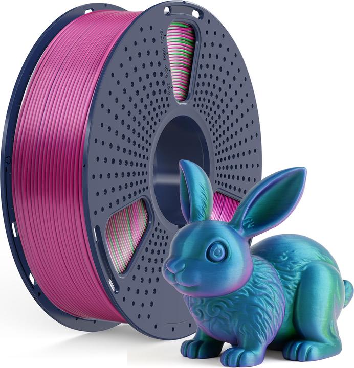 Produktbild Inkolor 3D Filament Silk PLA+ Tricolor Blau Grün Violett (PLA+, 1.75 mm, Mehrfarbig)