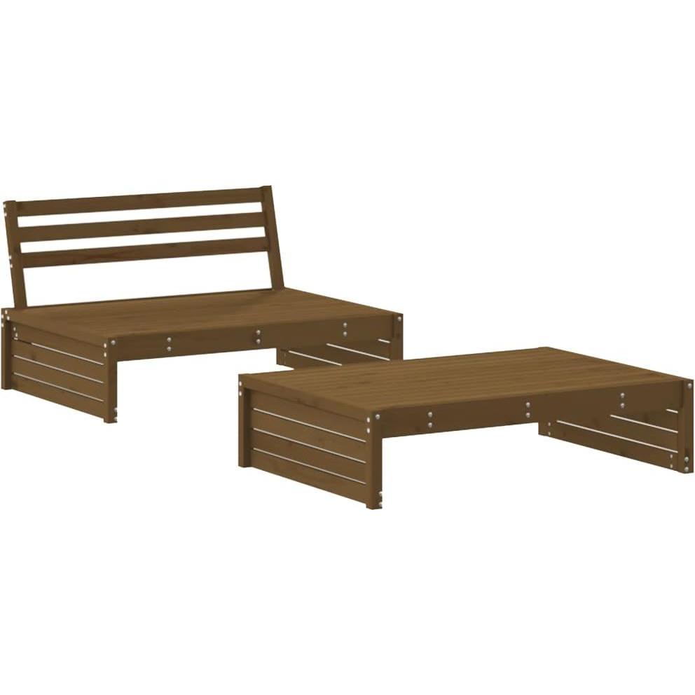 VidaXL, Gartenlounge, 2-tlg. Garten-Lounge-Set Honigbraun Massivholz