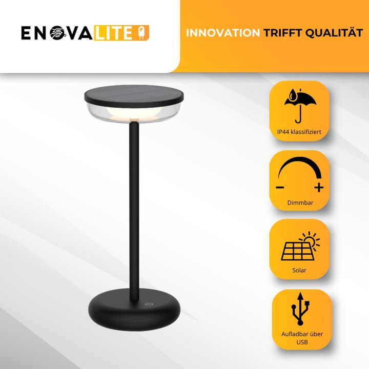 Produktbild Enovalite LED-Akku-Tischleuchte, Solar- u. Netzbetrieb, dimmbar, 2700K (160 lm)