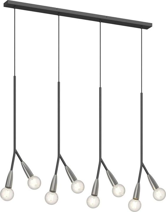 Actual product image Lucande Carlea 8 pendant light Black/Nickel (E27)