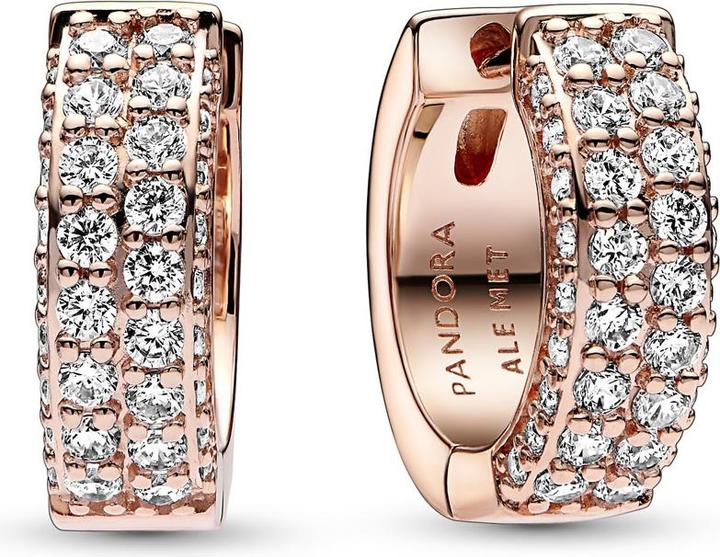 Pandora Timeless Double Row Pavé Earrings - 282622C01 (Metal, rose gold-plated)