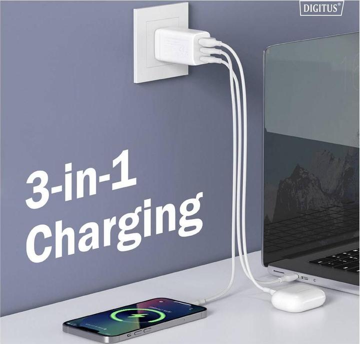 Productafbeelding Digitus USB GaN Charger 67W, 2x USB-C, 1x USB-A (67 W, 3 ports)