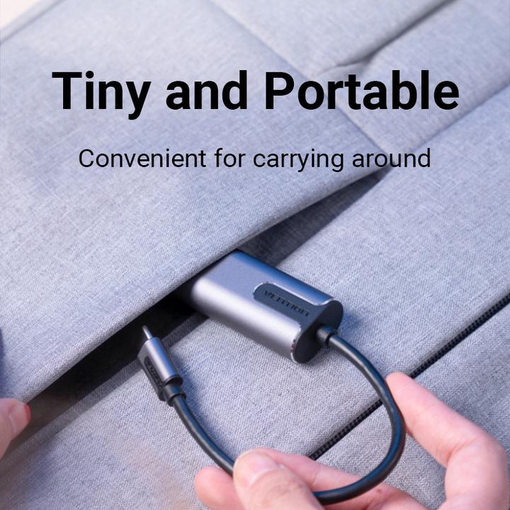 Immagine prodotto Vention Adattatore da USB-C a Gigabit Ethernet 0,15 m grigio in lega di alluminio Tipo (RJ45, USB-C, RJ45 Gigabit Ethernet (1x))