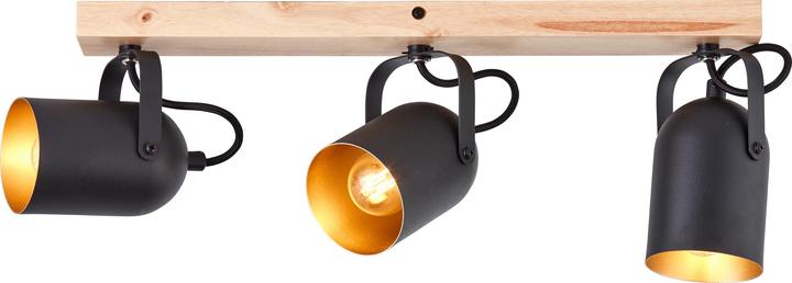 Actual product image Brilliant Tronte Spot Bar 3flg gold/black/wood (E14)