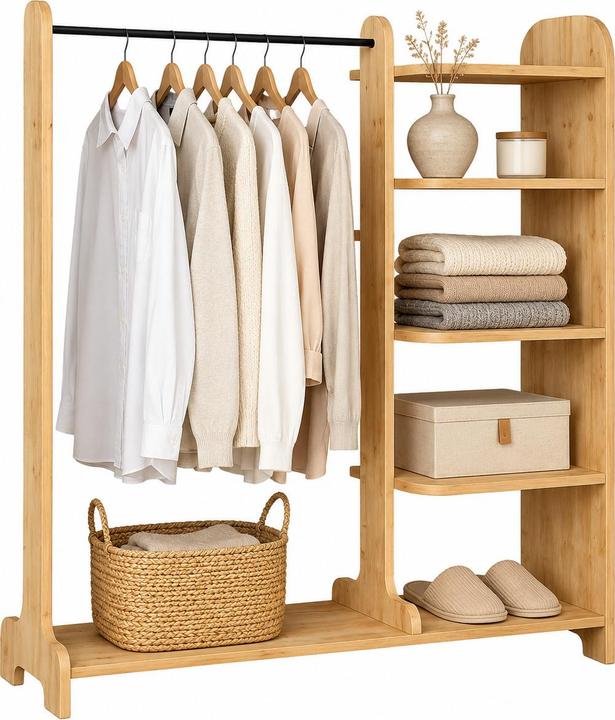 Actual product image VCM Holz Kleiderständer mit Regal Lempu L