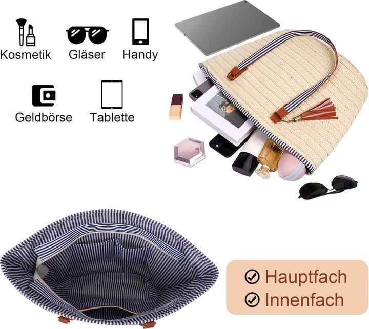 Produktbild Only-Bags.Store Straw Bags, Summer Beach Bag Straw