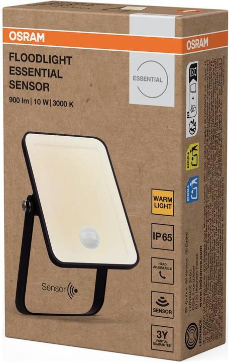 Actual product image Osram Floodlight Essential Sensor 10W 3000K 4099854429859 LED-Aussenstrahler mit (IP65)