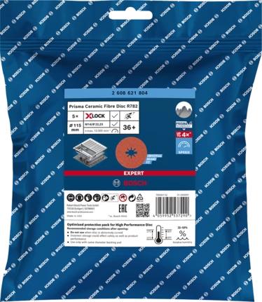 Produktbild Bosch Professional Zubehör EXPERT R782 Prisma Ceramic Fiberscheibe, X-LOCK, 115 mm, 22,23 mm, G 36, 5-tlg. (36)