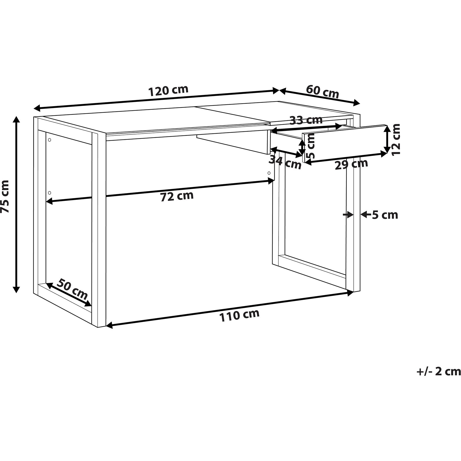 Thumbnail - Beliani, Schreibtisch, Schreibtisch weiss / heller Holzfarbton 120 x 60 cm JENKS