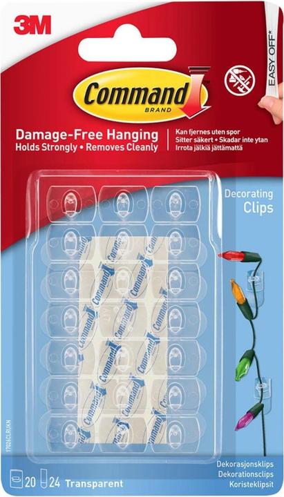 3M Command Clear Dekorationsklammern mit durchsichtigen Streifen (20er Pack)