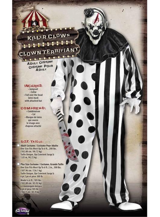 Actual product image Fun World Division Killer Clown XXL Halloweenkostüm (L, XL)