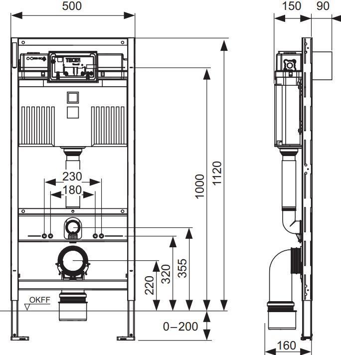 Productafbeelding TECE TECEprofil-wc-module met uni-reservoir, montagehoogte 1120 mm