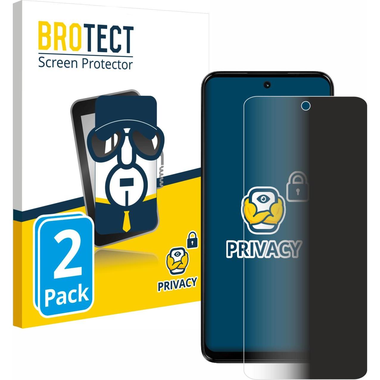 BROTECT Sichtschutzfolie Anti-Spy Privacy Folie Blaulicht-Schutz (2 Stück, Motorola Moto G14), Smartphone Schutzfolie, B...