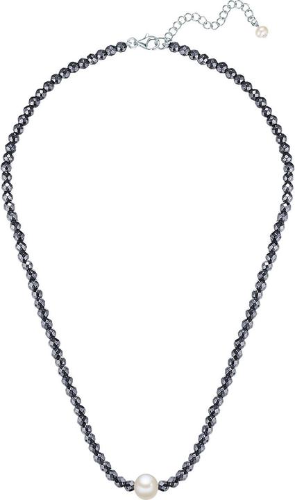 Immagine prodotto Valero Pearls Catena da donna in argento sterling con ematite e perle d'acqua dolce in argento 40,0 cm di base + (Argento 100%, 40 - 45 cm)