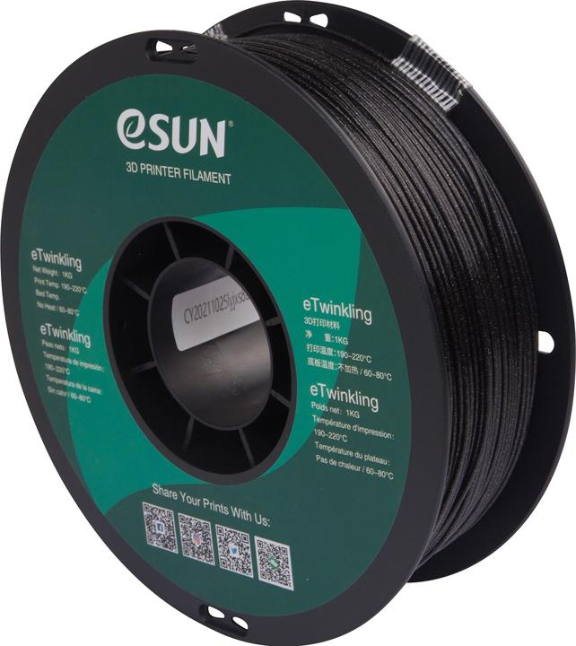 Actual product image eSUN eTwinkling Black Filament 1.75mm 1Kg (PLA, 1.75 mm, 1000 g)