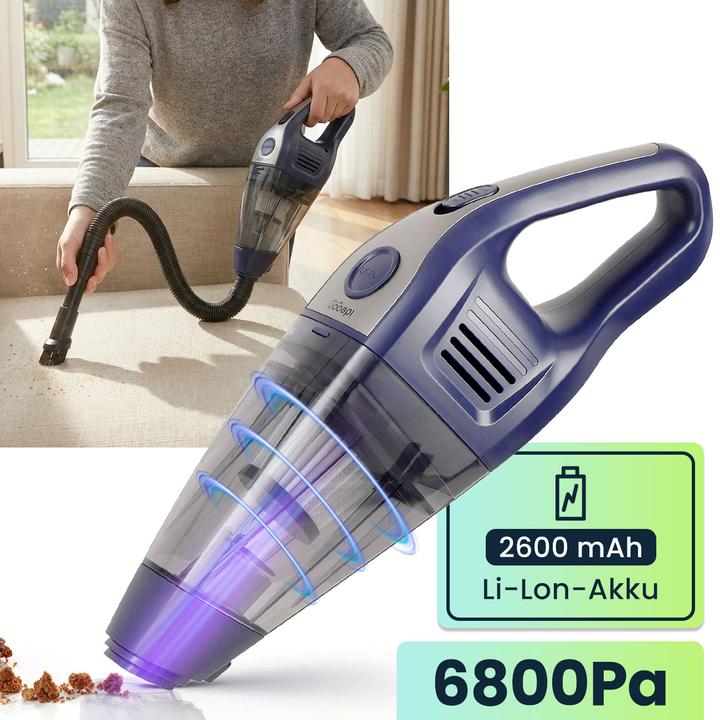 Produktbild Ideoon Akku-Handsauger 6800 Pa starker Mini Staubsauger, kabellos 2600 mAh Li-Ion 66W Tischsauger