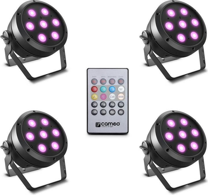 Produktbild ROOT® PAR 4 SET 1 - Set bestehend aus 4 x CLROOTPAR4 inkl. IR-Fernbedienung (CLPFLAT1REMOTE) (LED)