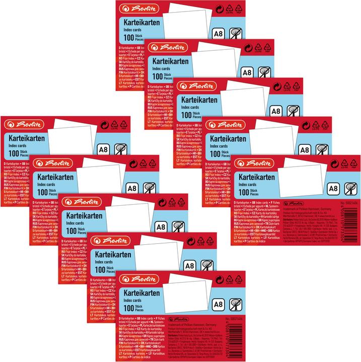 Image du produit Herlitz Fiche A8 (A8, 100x, 170 g/m²)