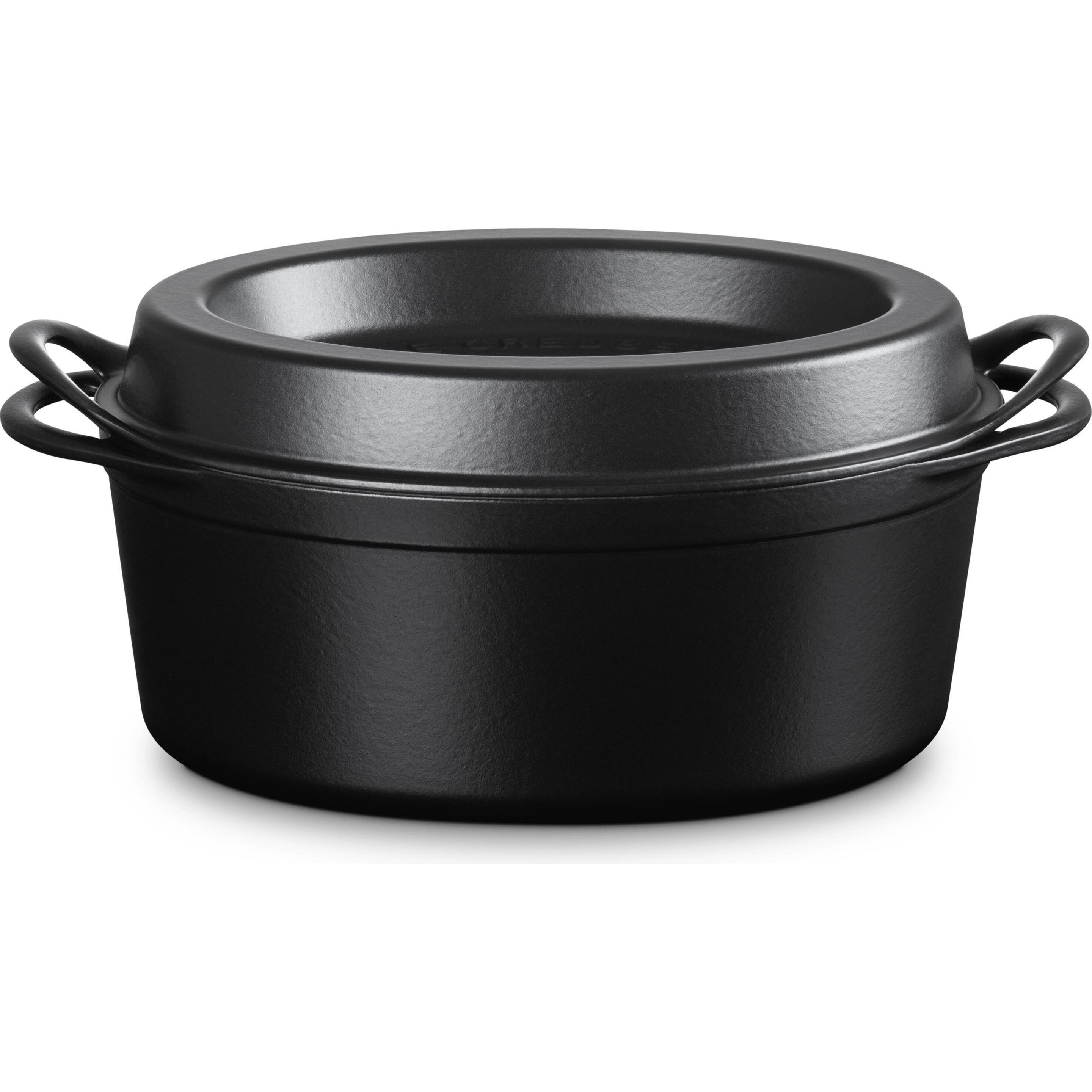 Le Creuset Saftbräter, Doufeu oval, Pfanne + Kochtopf, Schwarz