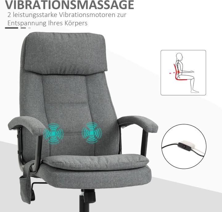Image du produit Swisshandel24 Chaise de bureau de massage Chauffage lombaire, fonction d'inclinaison, gris clair