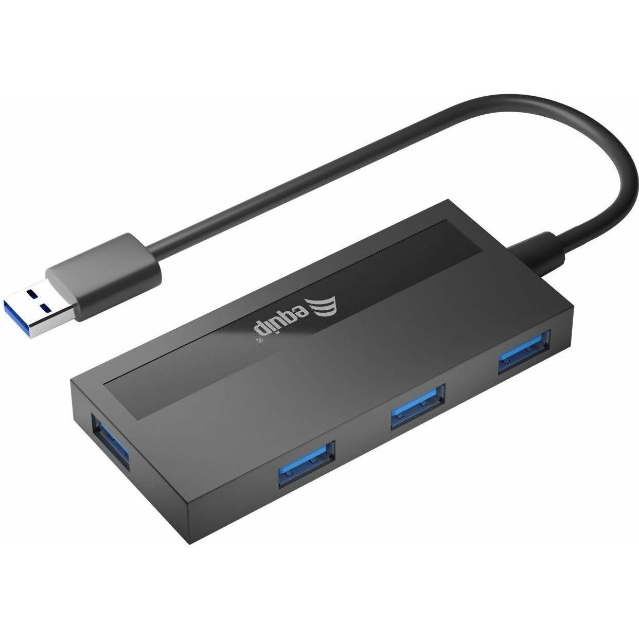 equip 128956 (USB-C, 4 porte), Docking station + Hub USB, Nero