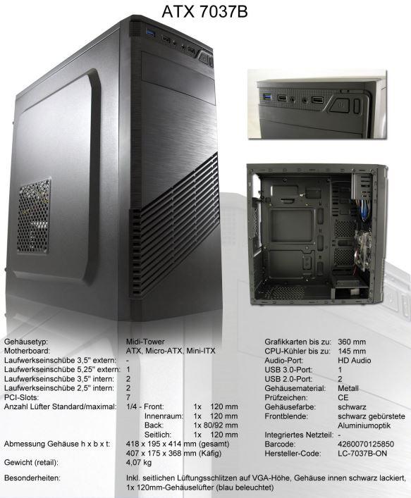 Image du produit LC-Power LC-7037B-ON (ATX, mATX, Mini-ITX)