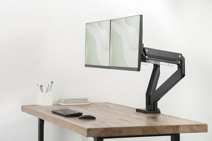 Actual product image Digitus Assmann Electronic Dual Gas Spring Monitor Table Mount 2x 35 inch 2x15kg max black (Table, 35", 15 kg)