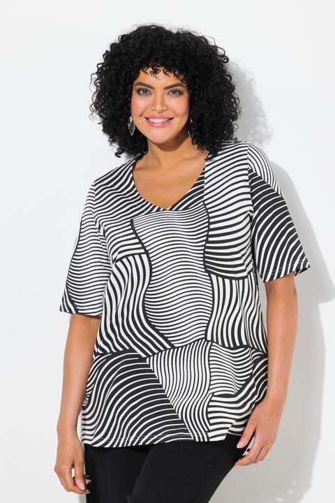 Actual product image Ulla Popken Geometric Print Short Sleeve Tee (50, 52)