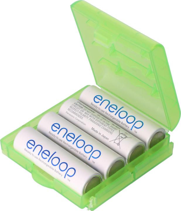 Produktbild AccuCell Aufbewahrungsbox für 4x AA Mignon oder 4x 14500 Akkus, max. Batterielänge 50,6mm, grün