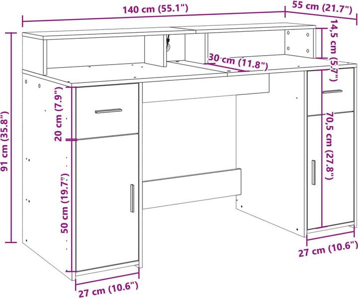 Actual product image vidaXL Schreibtisch (140 x 55 x 91 cm)