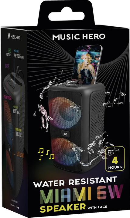 Actual product image SBS Speaker MIAMI stereo 6W, double LED light, smartphone holder, EQ, USB e TF c (4 h)