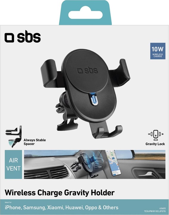 Produktbild SBS TESUPWIR10CLIPSTG Halterung Aktive Halterung Handy/Smartphone Schwarz