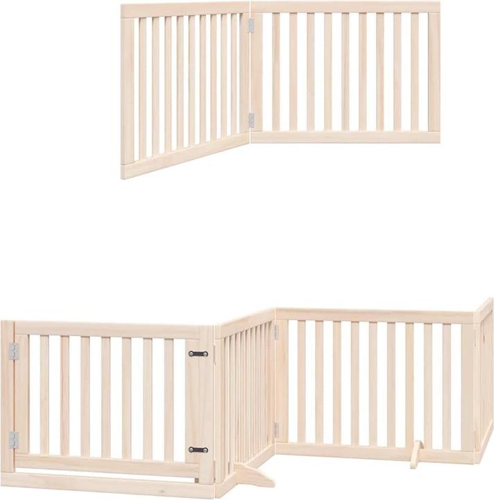 Produktbild VidaXL Hundetor mit Tür Faltbar Absperrgitter Hunde Schutzgitter 12-tlg. Holz (30 cm)