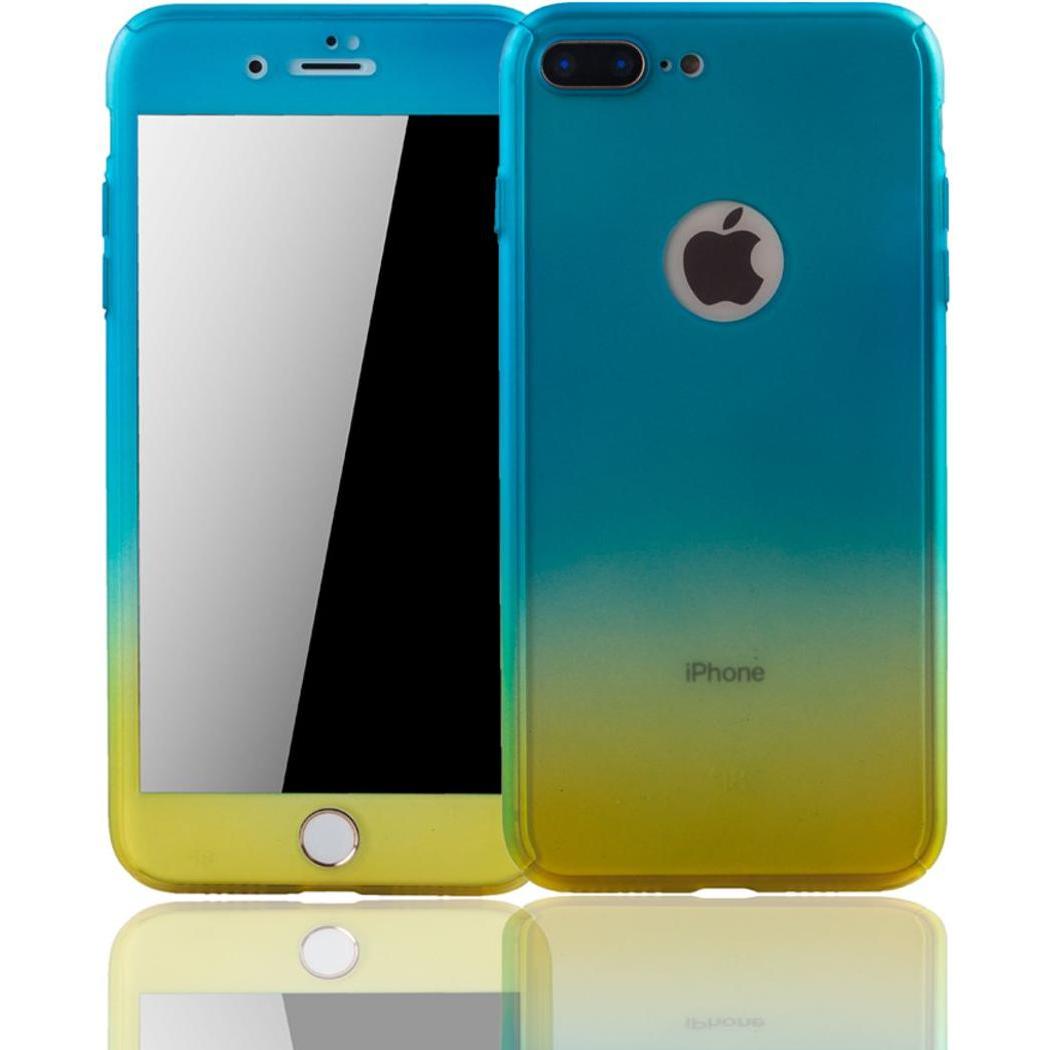 König Design Hülle Handy Schutz für Apple iPhone 8 Plus Full Case Cover Displayschutz Gelb (Apple iPhone 8 Plus), Smartp...