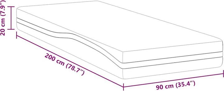 Produktbild vidaXL Memory-Schaummatratze (Schaumstoffkern, 90 x 200 cm)