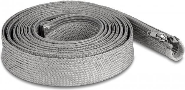 Produktbild Delock Geflechtschlauch mit Reissverschluss hitzebeständig 3 m x 20 mm grau (Kabelschlauch, 300 cm)