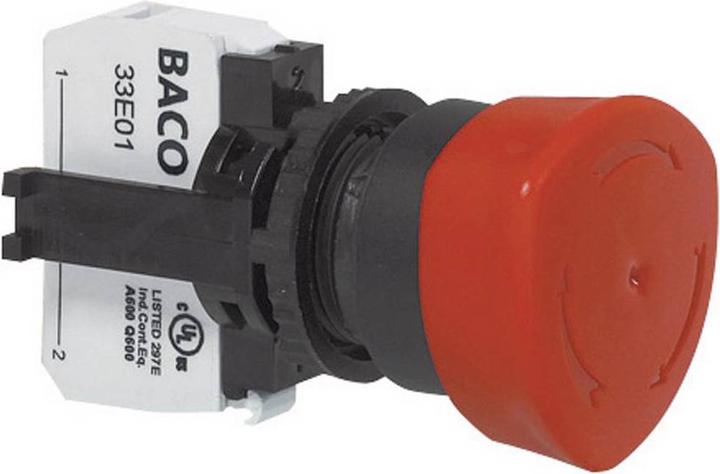 Baco Not Aus Schalter L22ED01D Front Kunststoff, Schwarz 600 V 10 A IP69K 1 St.