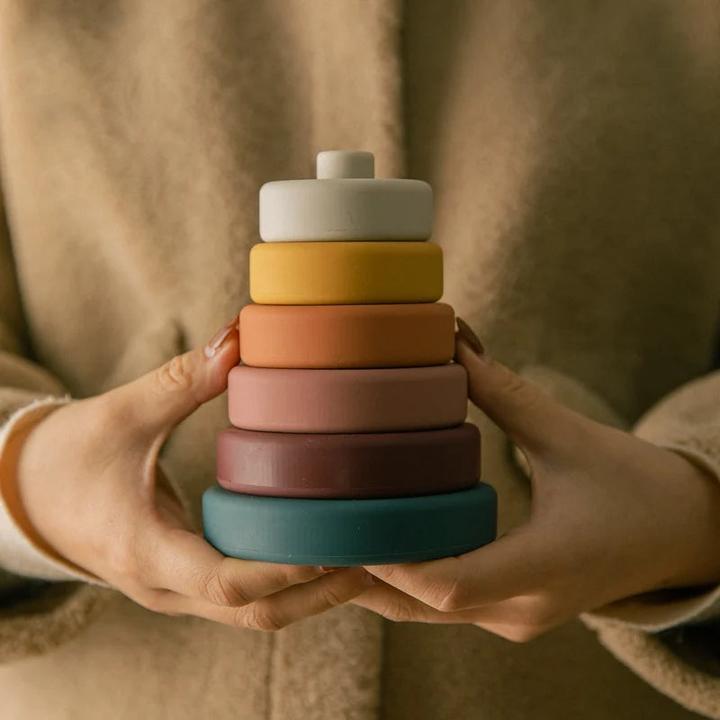 Actual product image Activity Board 6pcs baby building blocks toy round shape construction toy children soft silicone stacking