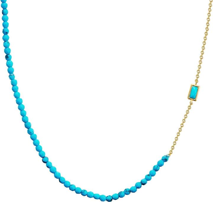 Immagine prodotto Glanzstücke München Catena da donna in argento sterling e turchese (rek.) in oro giallo 40,0 cm di base + 5,0 cm di (- placcato oro giallo 18 carati, Argento 925, 40 cm)