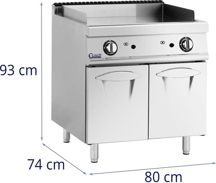 Produktbild Royal Catering Gas-Grillplatte Unterschrank 12 kW glatt Propan/LPG/Erdgas bis 300 °C Edelstahl