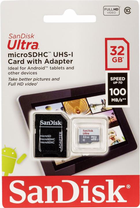 Productafbeelding SanDisk Ultra Lite microSDHC Adapter (32 GB, microSDHC, U1, UHS-I)
