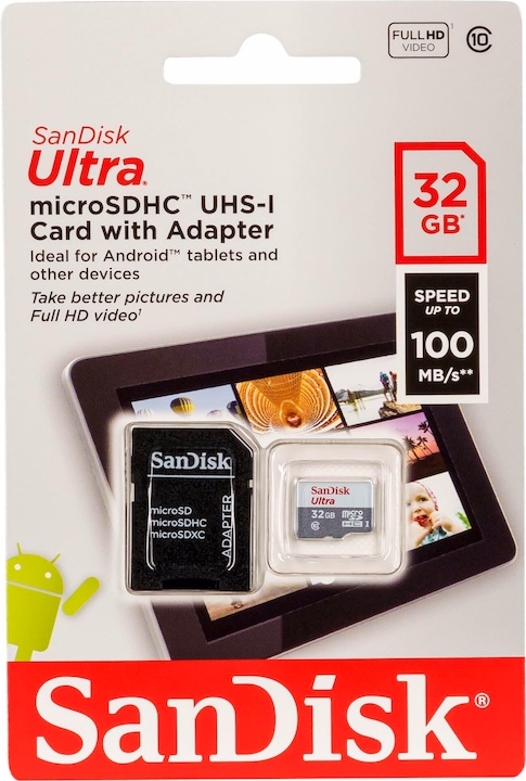 Actual product image SanDisk Ultra Lite microSDHC Ad. 32GB 100MB/s (32 GB, microSDHC, U1, UHS-I)