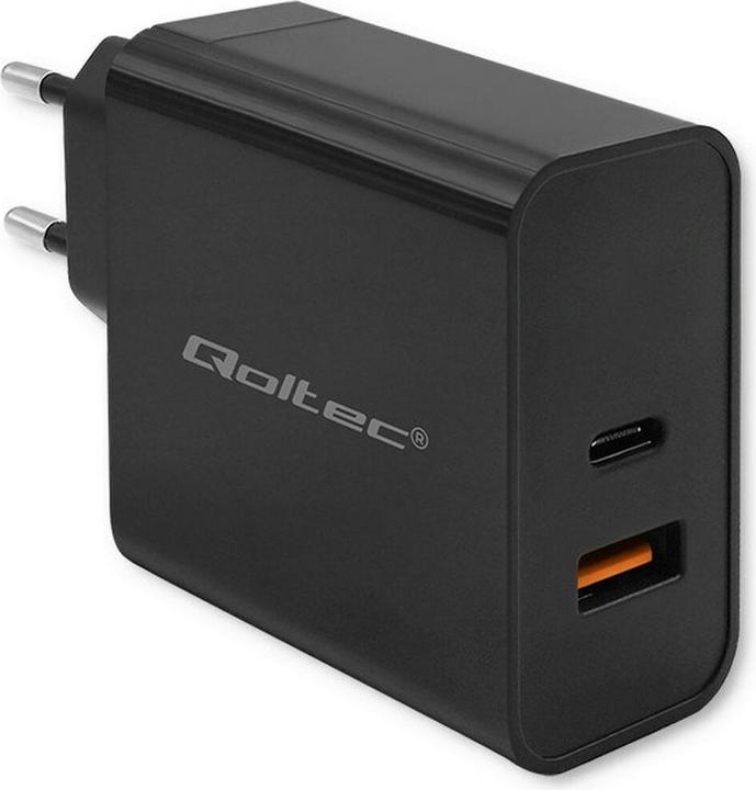 Produktbild Qoltec Ładowarka Super Quick PD | 90W | 5-20V | 2.4-4.35A | 1xUSB typ C | 1xUSB A | Czarna (90 W, 2 Ports)